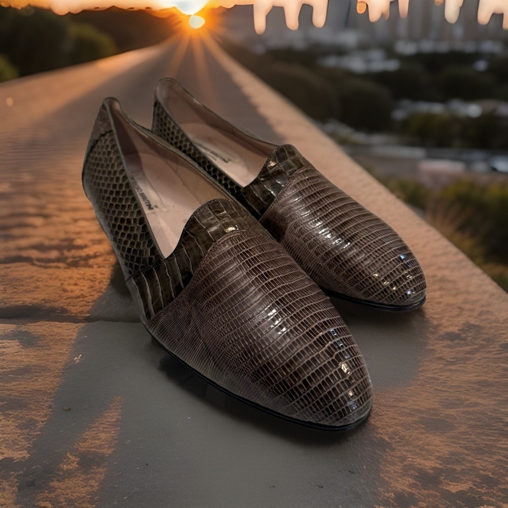 NWOB Giorgio Brutini Private Collection Lizar Skin Gray Loafers Men Shoes Sz 13M